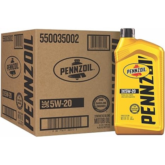 Pennzoil Synthetic Blend 5W-20 Motor Oil (1-Quart, Case of 6)