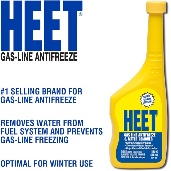 HEET Gas-Line Antifreeze And Water Remover  12 fl. oz Yellow