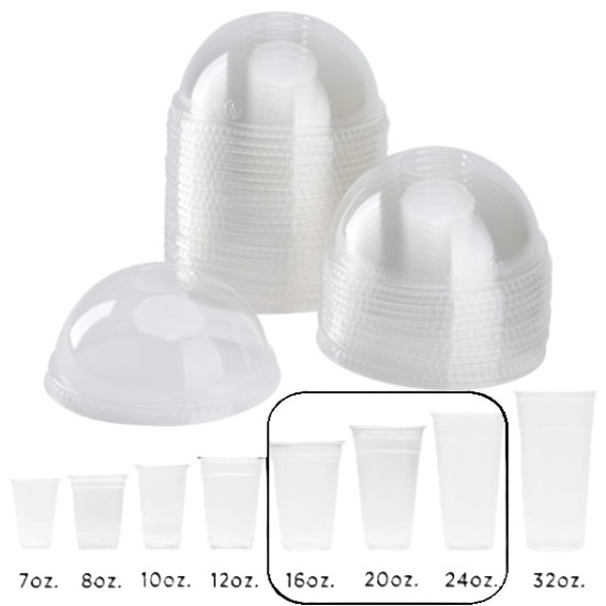 98MM PET DOME LIDS WITH STANDARD HOLE 1000PCS (FOR 16OZ, 20OZ, 24OZ PET CUPS)