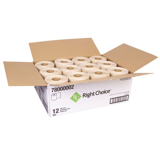 RIGHT CHOICE HARDWOUND ROLL TOWEL, NATURAL, 350', 12 ROLLS/CASE