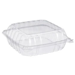 DART CLEAR HINGED LID CONTAINERS ONE COMPARTMENT 8 1/4" x 8 1/4" x 3" 250 CT