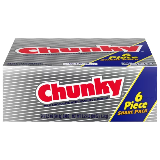 CHUNKY MILK CHOCOLATE 6PIECE SHARE 24CT CHUNKY MILK CHOCOLATE 6PIECE SHARE 24CT