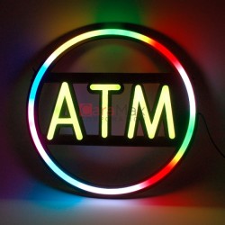 LED NEON SIGN ATM WITH REMOTE CONTROL, 1 SET, 16 X 16 IN