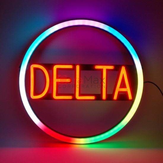 LED NEON SIGN DELTA WITH REMOTE CONTROL, 1 SET, 16 X 16 IN