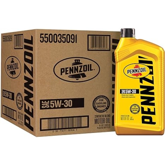 Pennzoil Synthetic Blend 5W-30 Motor Oil (1-Quart, Case of 6)